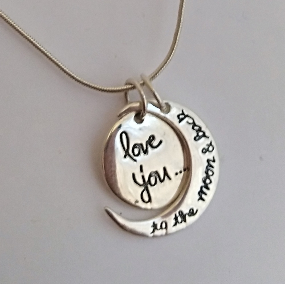 Love you to the moon sterling silver .925 necklace